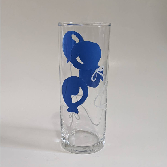 Vintage Libbey Red & Blue Balloon Glasses, Set of 2 Whimsical Barware Highball - Picture 4 of 10